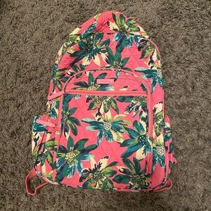 Vera Bradley Backpack in Pink with Green Palms